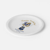 第100誕生日ネイビーブルーバルーンケーキ ペーパープレート (アングル)