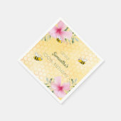 第100誕生日バブルミツバチ群ハニカムイエローフローラ スタンダードカクテルナプキン (角)