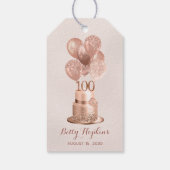 第100誕生日バラ金ゴールドケーキ ギフトタグ (裏面)