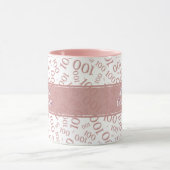第100誕生日ピンクと白の乱数パターン マグカップ (中央)