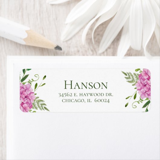 第100誕生日ピンクアジサイ差出人住所 ラベル (インサイチュ)