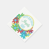 第100誕生日フローラパーソナライズされた紙ナプキンス スタンダードカクテルナプキン (角)