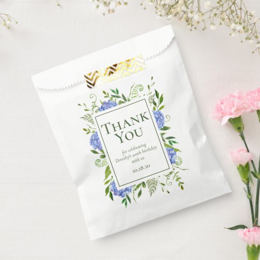 第100誕生日ブルーアジサイありがとう フェイバーバッグ (封をした状態)