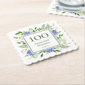 第100誕生日ブルーアジサイ ペーパーコースター (アングル)