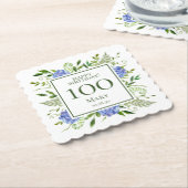 第100誕生日ブルーアジサイ ペーパーコースター (アングル)