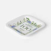 第100誕生日ブルーアジサイ ペーパープレート (傾斜あり)