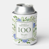 第100誕生日ブルーアジサイ 缶クーラー (缶正面)