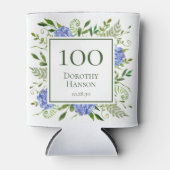 第100誕生日ブルーアジサイ 缶クーラー (正面)