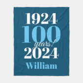 第100誕生日ブルータイポグラフィ フリースブランケット (正面)