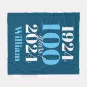 第100誕生日ブルータイポグラフィ フリースブランケット (正面(横))