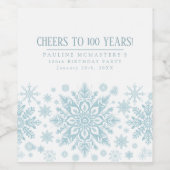 第100誕生日ミニマリストブルースノーフレークカスタム ワインラベル (シングルラベル)