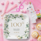 第100誕生日ユーカリ ペーパープレート (パーティー)