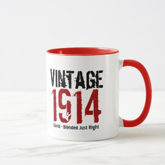 第100誕生日ヴィンテージ1914または任意の年V01A マグカップ (右)