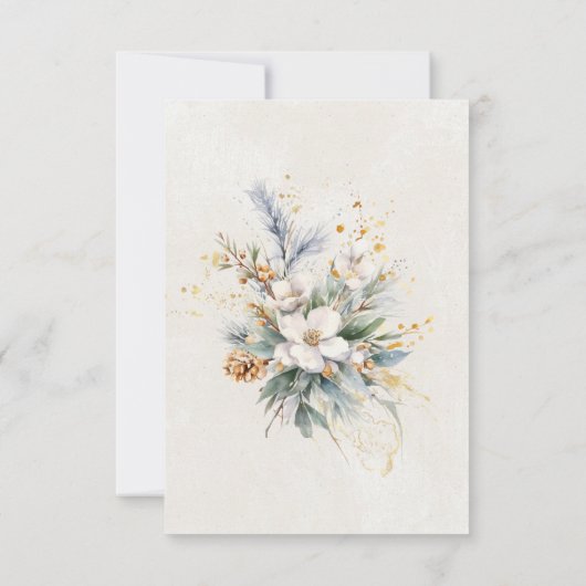 第100誕生日冬白フローラ緑 サンキューカード (裏面)