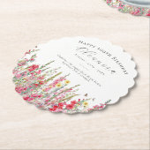 第100誕生日威厳がある誕生花カスタム ペーパーコースター (アングル)