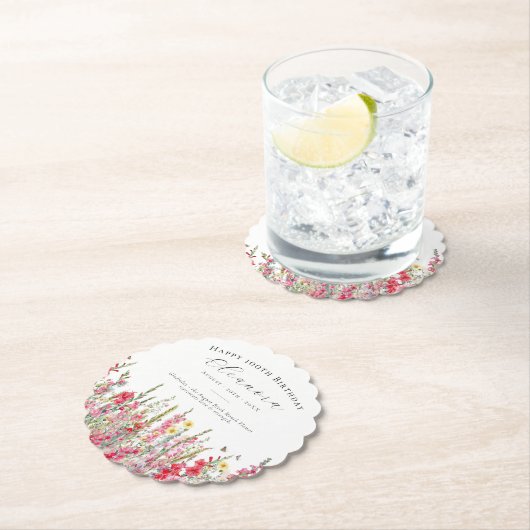 第100誕生日威厳がある誕生花カスタム ペーパーコースター (インサイチュ)