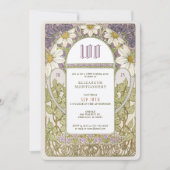 第100誕生日招待状アールヌーボーデイジー 招待状 (正面)