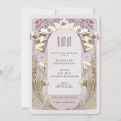 第100誕生日招待状アールヌーボーバイミュシャ 招待状 (正面)
