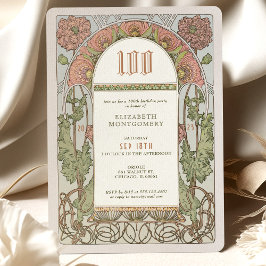 第100誕生日招待状アールヌーボーバイミュシャ 招待状
