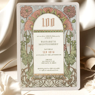 第100誕生日招待状アールヌーボーバイミュシャ 招待状