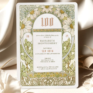 第100誕生日招待状アールヌーボーバイミュシャ 招待状