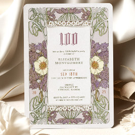 第100誕生日招待状アールヌーボーバイミュシャ 招待状
