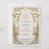 第100誕生日招待状アールヌーボーバイミュシャ 招待状 (正面)