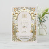 第100誕生日招待状アールヌーボーバイミュシャ 招待状 (スタンド正面)