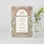 第100誕生日招待状アールヌーボーバイミュシャ 招待状 (スタンド正面)