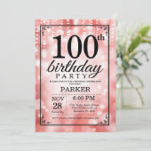 第100誕生日招待状レッドグリッター 招待状 (スタンド正面)
