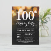 第100誕生日招待状金ゴールドグリッター 招待状 (スタンド正面)