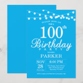 第100誕生日招待状青 招待状 (正面/裏面)