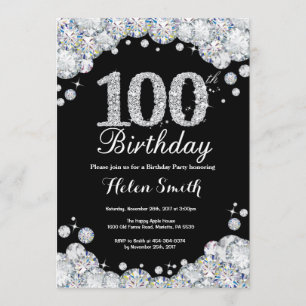 第100誕生日招待状黒板ダイヤモンド 招待状