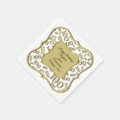 第100誕生日百年金ゴールド番号書式 スタンダードカクテルナプキン (角)