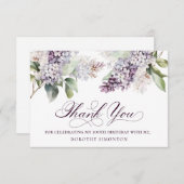 第100誕生日紫薄紫春花 サンキューカード (正面/裏面)