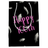 第100誕生日羽毛メディア抱き枕 ミディアムペーパーバッグ (正面)