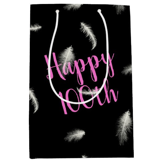 第100誕生日羽毛メディア抱き枕 ミディアムペーパーバッグ (正面)