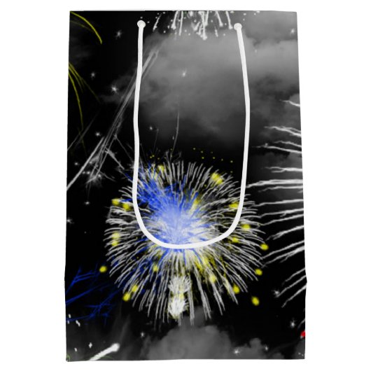 第100誕生日花火の雲の中抱き枕 ミディアムペーパーバッグ (裏面)