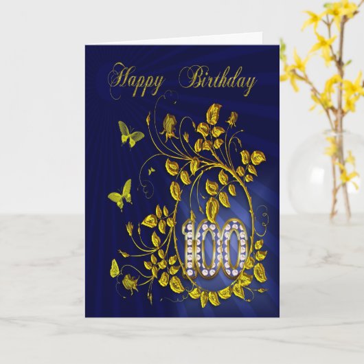 第100誕生日金蝶 カード (黄色い花)
