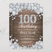 第100誕生日銀ダイ素朴ヤモンド 招待状 (正面/裏面)