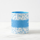 第100誕生日青と白の乱数パターン マグカップ (中央)