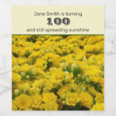 第100誕生日黄色い花写真マイルストーン ワインラベル (シングルラベル)