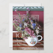 第101回バースデーパーティーへの招待,ヴィンテージティーポット 招待状 (正面)