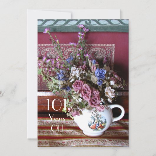 第101回バースデーパーティーへの招待,ヴィンテージティーポット 招待状 (正面)