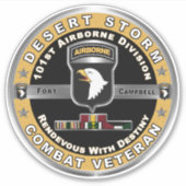 第101空挺師団デザートストーム退役軍人 シール (正面)