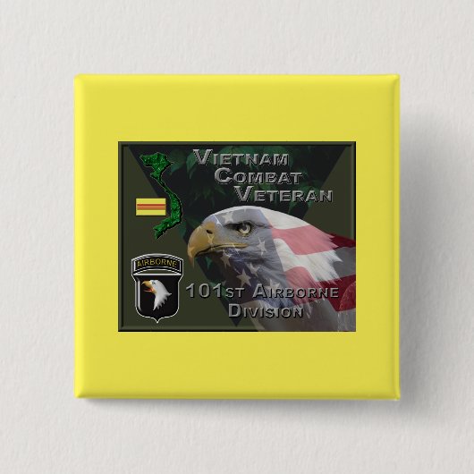 第101空挺師団ベトナム戦闘機退役軍人 缶バッジ (正面)