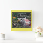 第101空挺師団ベトナム戦闘退役軍人 スクエア壁時計 (ホーム)