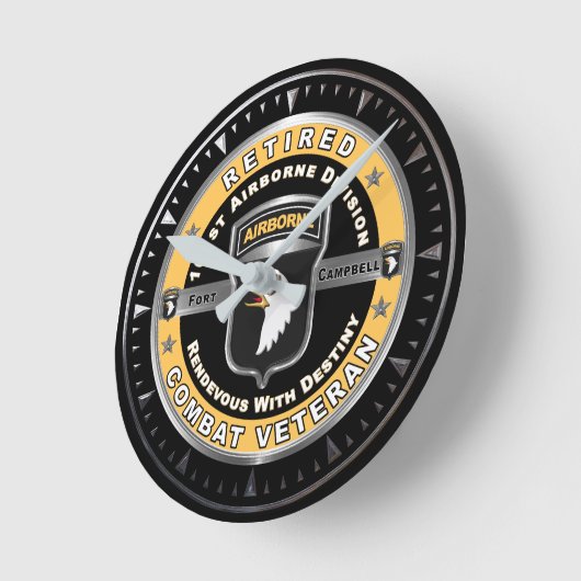 第101空挺師団退職した戦闘退役軍人 ラウンド壁時計 (傾斜)