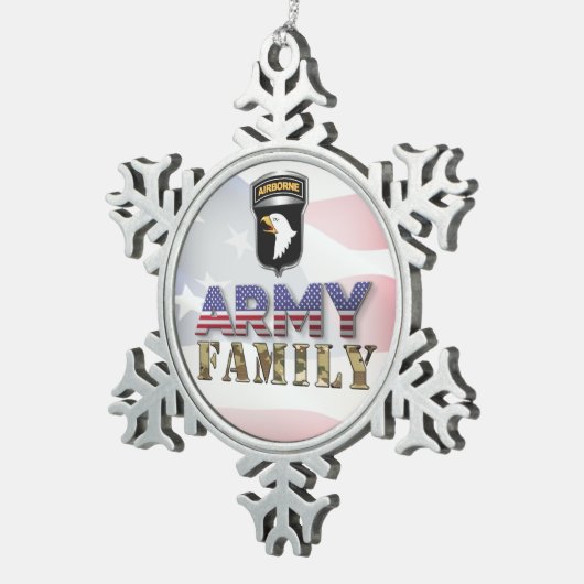 第101空挺師団陸軍科 スノーフレークピューターオーナメント (右)