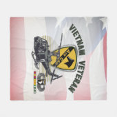 第101空挺師団Air Cavベトナム退役軍人 フリースブランケット (正面(横))